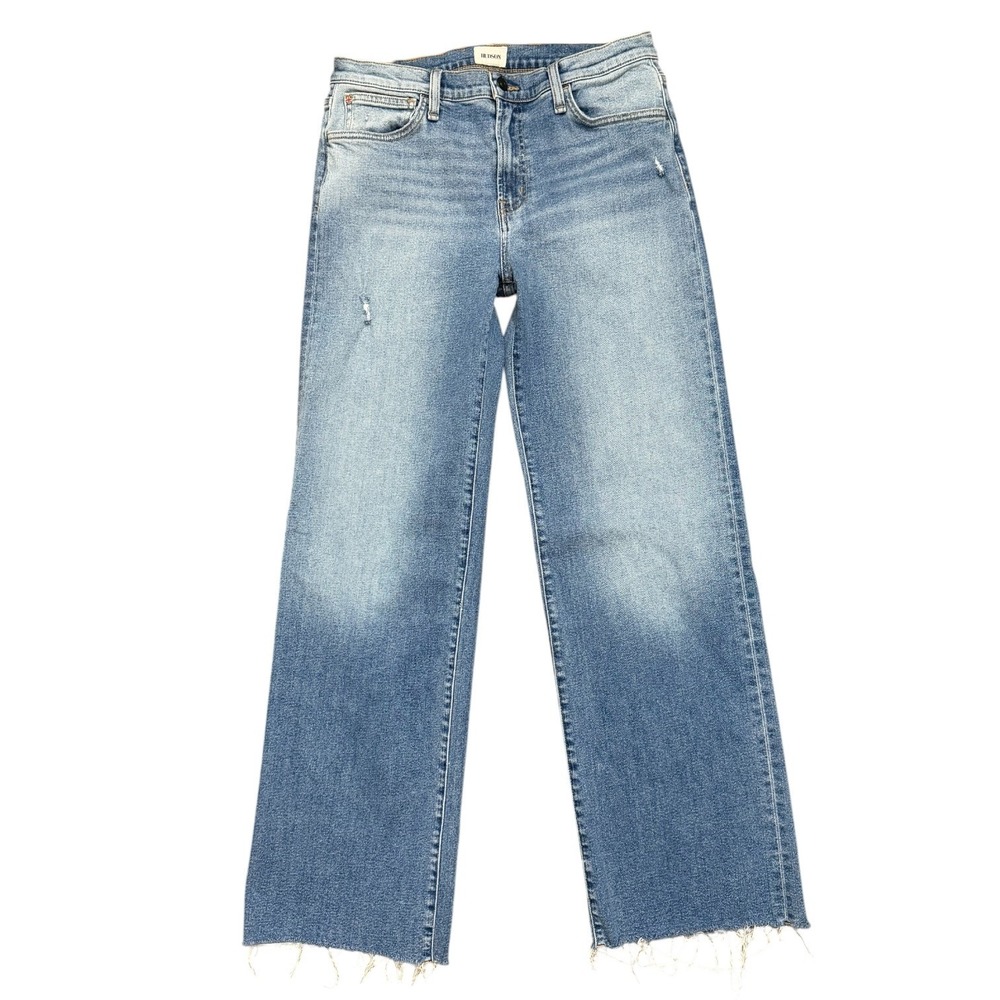 Hudson Chic Rosalie High Rise Wide Leg Ankle Jeans Daylight Wash Raw Hem Size 30